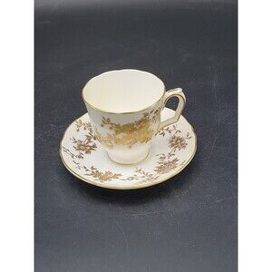 Royal Staffordshire Aristocrat Gold Demitasse Cup & Saucer Bone China Vtg